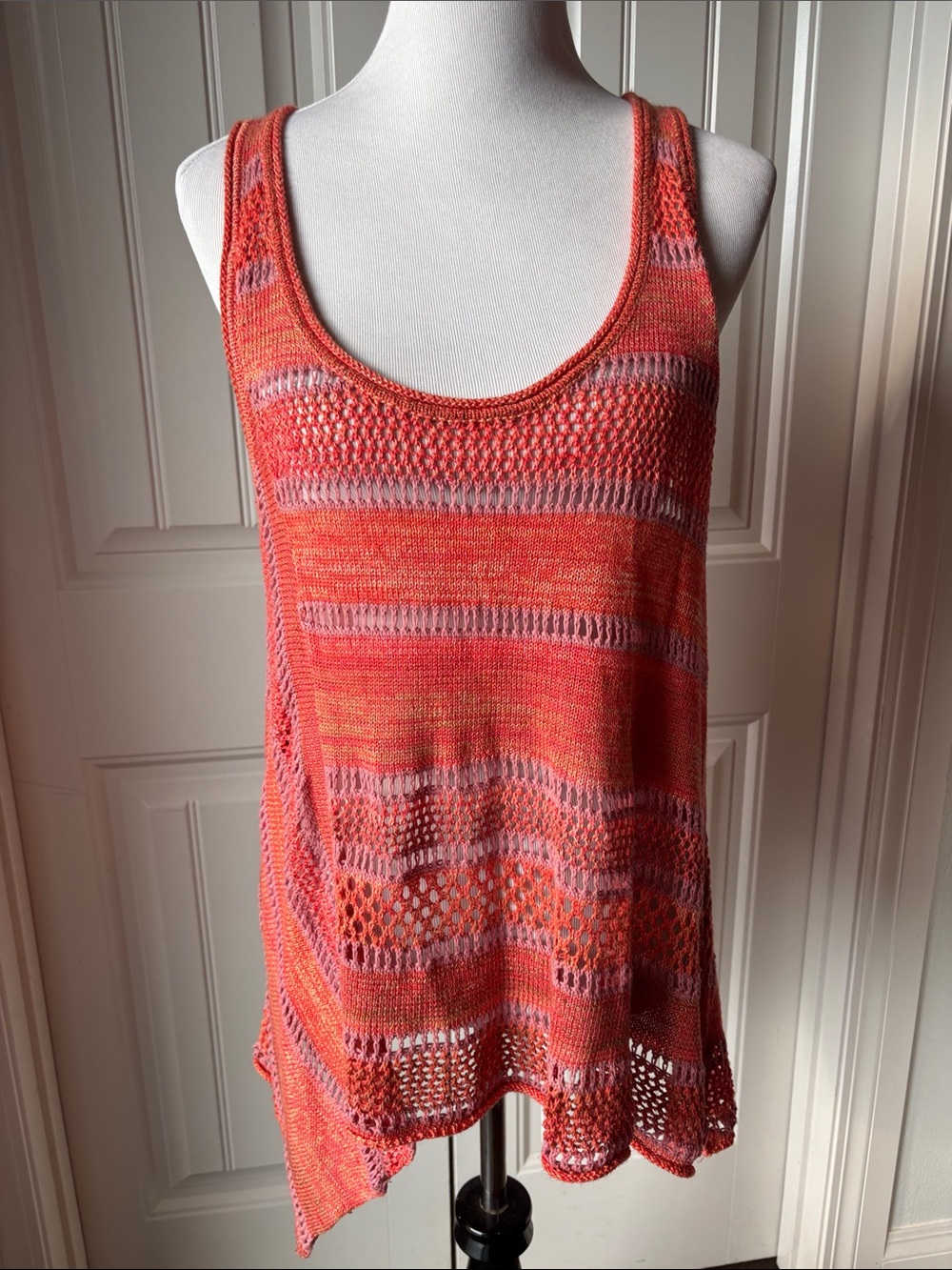 FREE PEOPLE Women's Coral Knit Tank Top - Sleeveless Crochet Detail